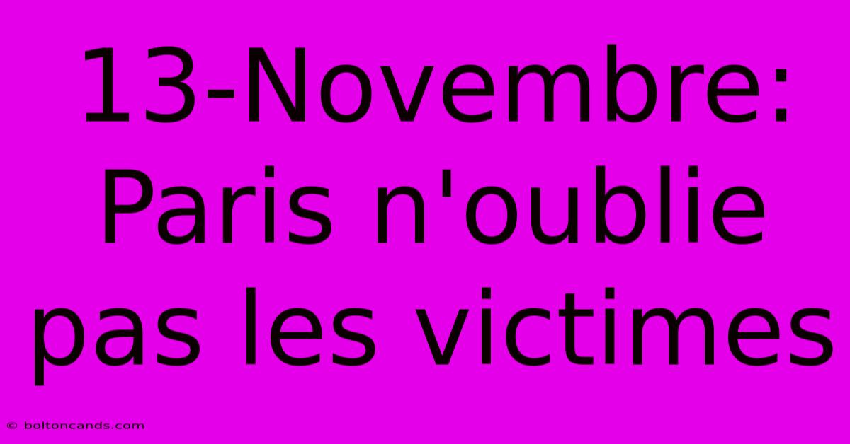 13-Novembre: Paris N'oublie Pas Les Victimes 