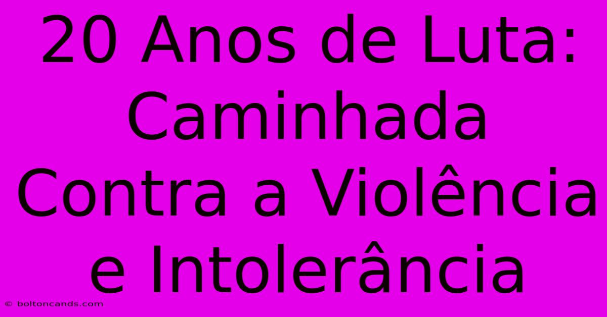 20 Anos De Luta: Caminhada Contra A Violência E Intolerância