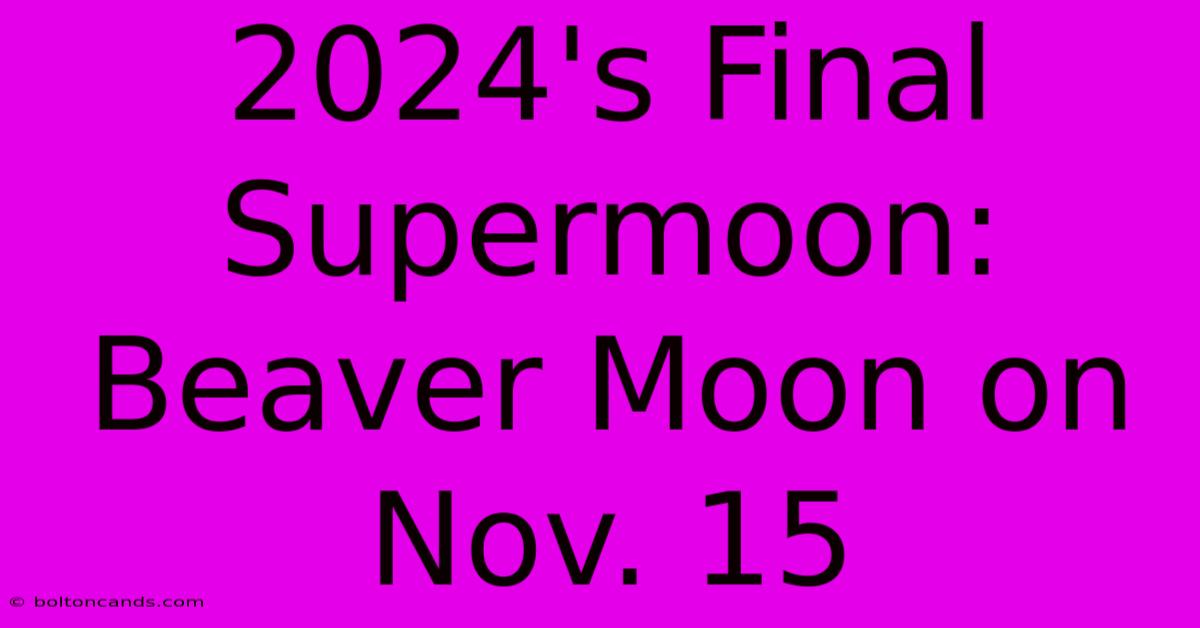 2024's Final Supermoon: Beaver Moon On Nov. 15