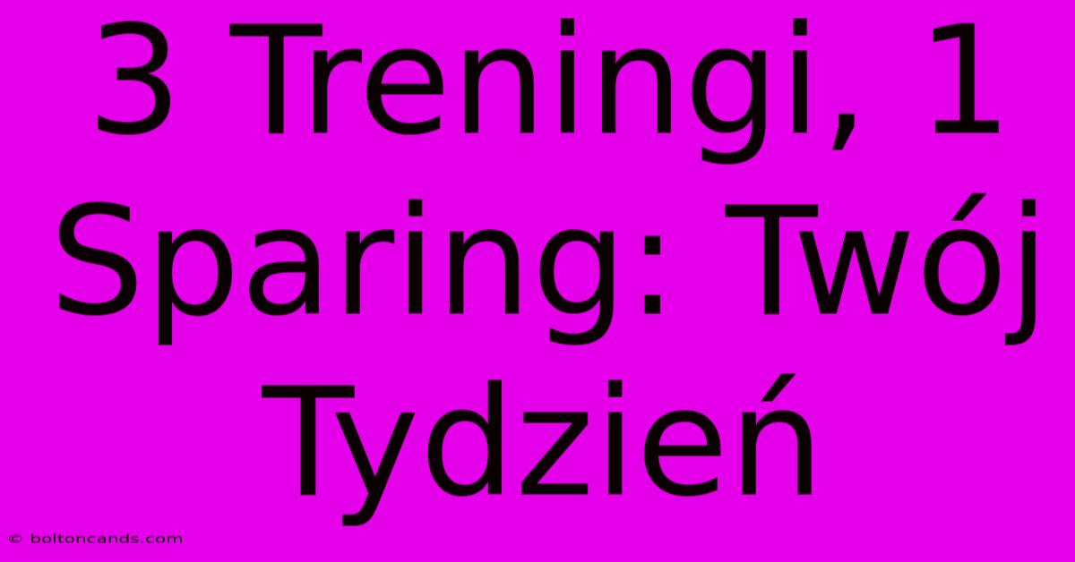 3 Treningi, 1 Sparing: Twój Tydzień