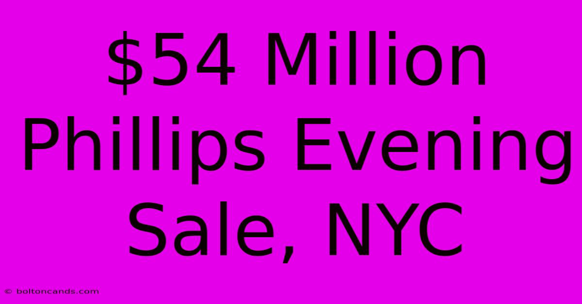 $54 Million Phillips Evening Sale, NYC