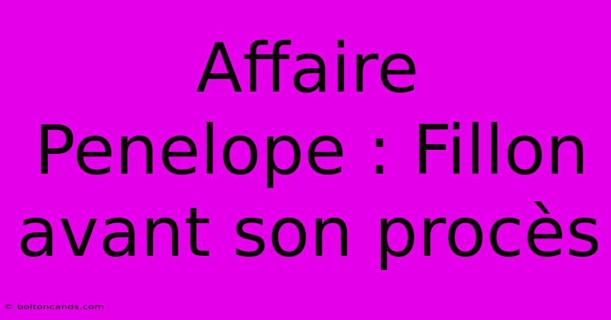 Affaire Penelope : Fillon Avant Son Procès