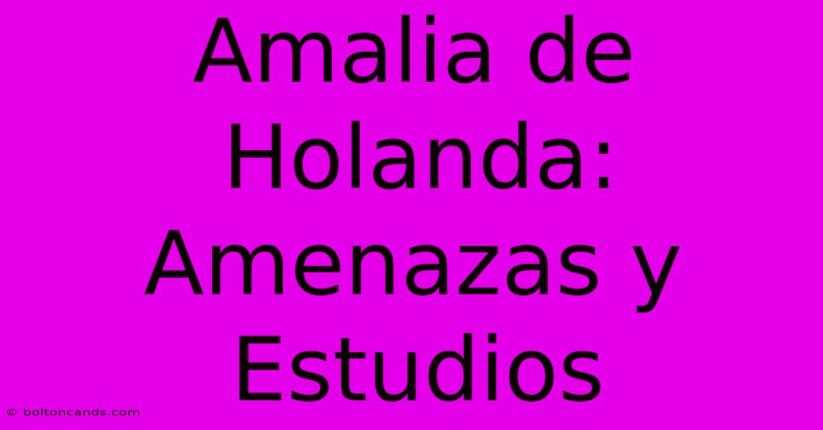 Amalia De Holanda: Amenazas Y Estudios