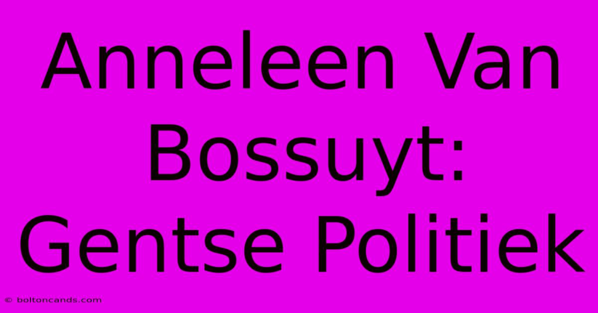 Anneleen Van Bossuyt: Gentse Politiek