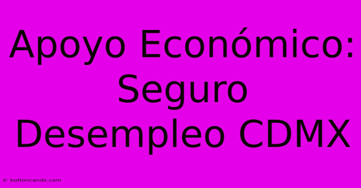 Apoyo Económico: Seguro Desempleo CDMX 