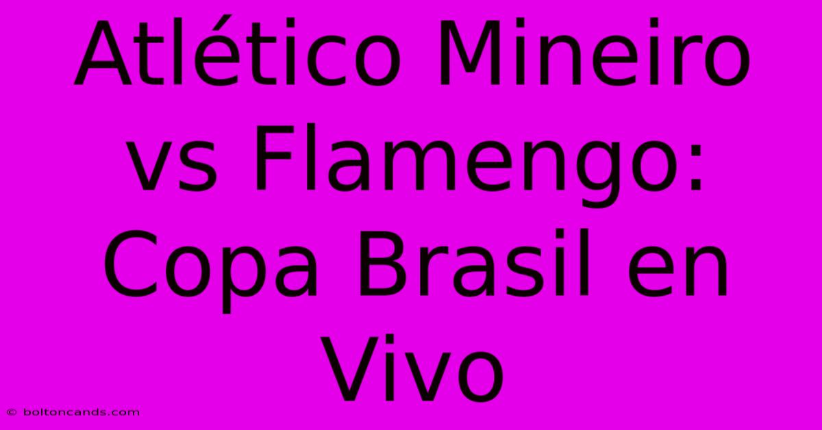 Atlético Mineiro Vs Flamengo: Copa Brasil En Vivo