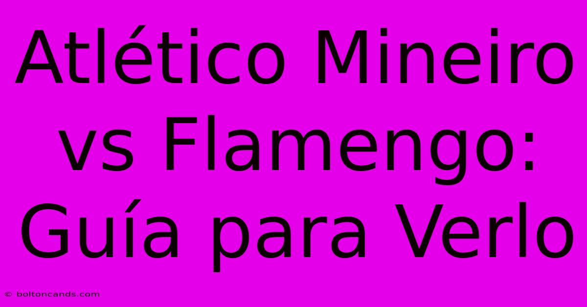 Atlético Mineiro Vs Flamengo: Guía Para Verlo