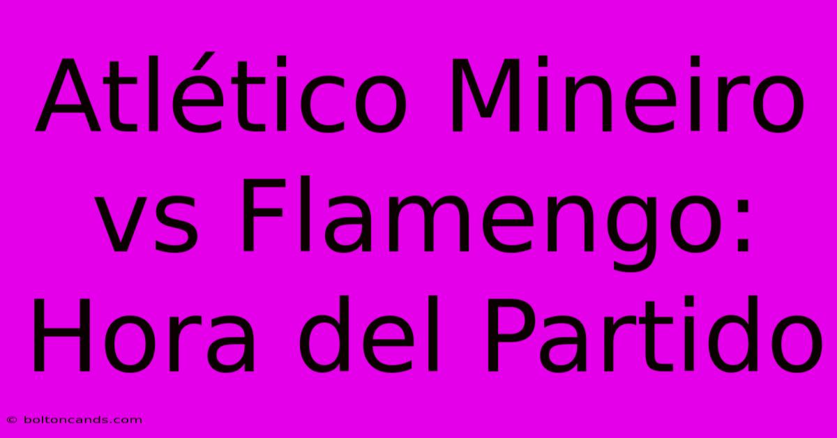 Atlético Mineiro Vs Flamengo: Hora Del Partido