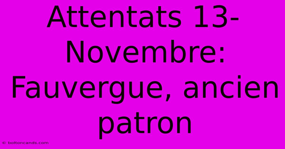 Attentats 13-Novembre: Fauvergue, Ancien Patron