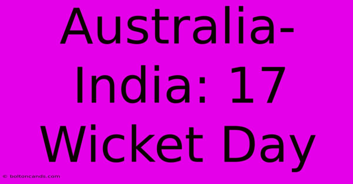 Australia-India: 17 Wicket Day