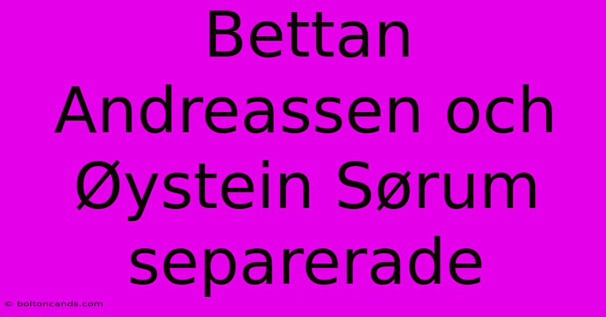 Bettan Andreassen Och Øystein Sørum Separerade