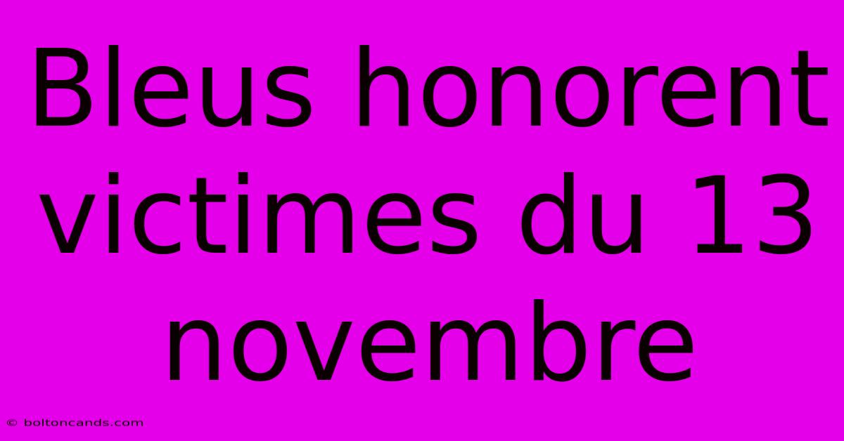 Bleus Honorent Victimes Du 13 Novembre