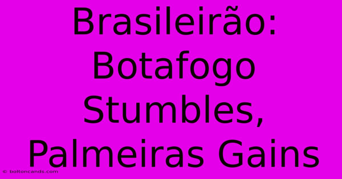 Brasileirão: Botafogo Stumbles, Palmeiras Gains