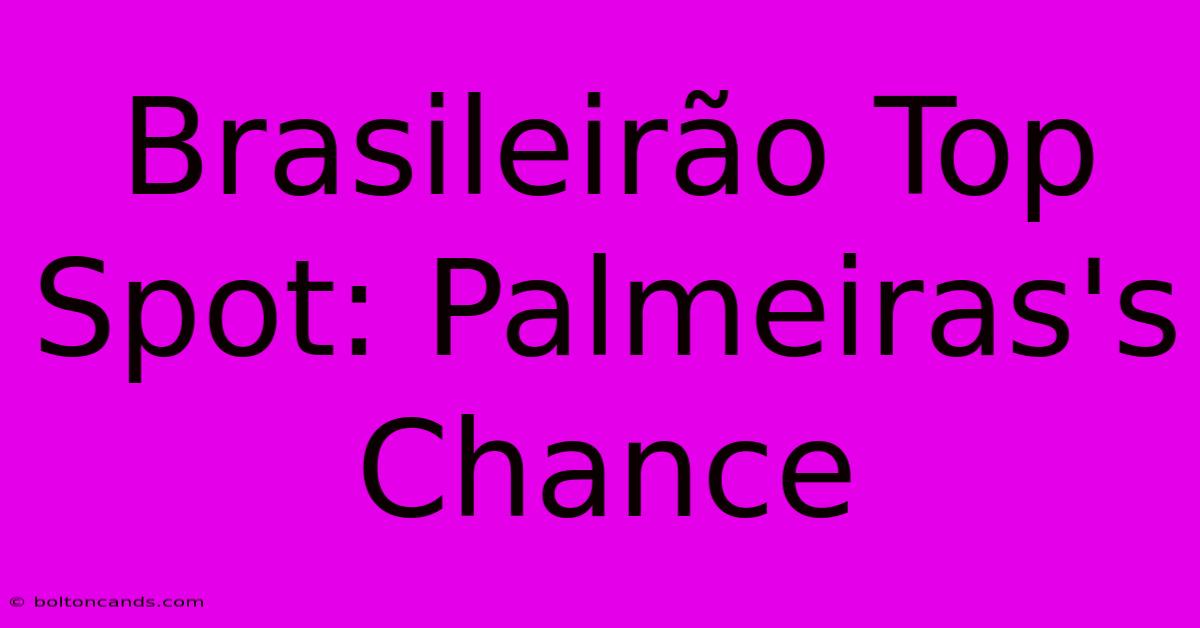 Brasileirão Top Spot: Palmeiras's Chance