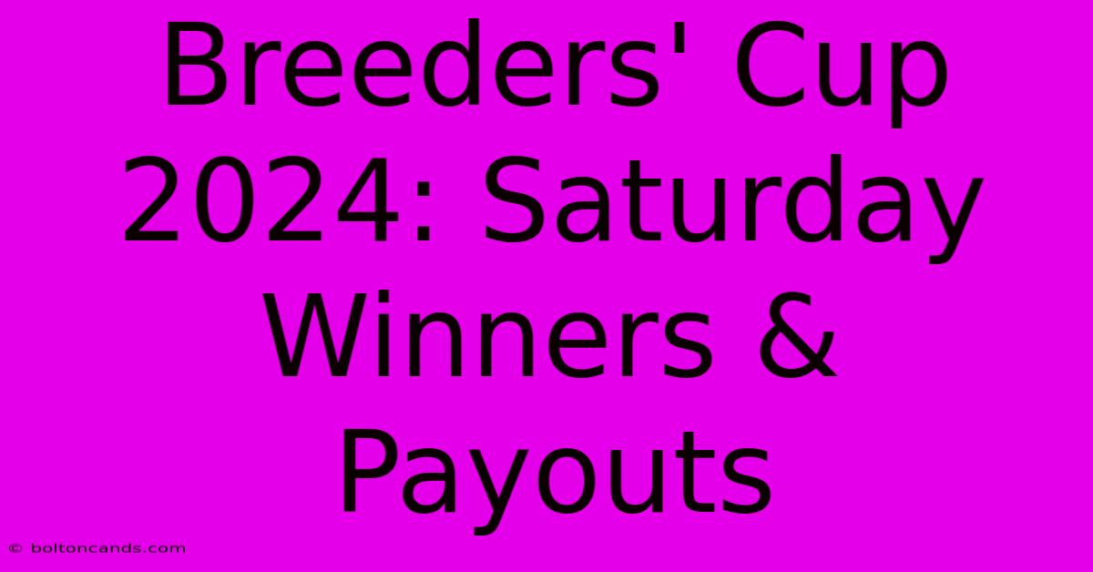 Breeders' Cup 2024 Saturday Winners & Payouts