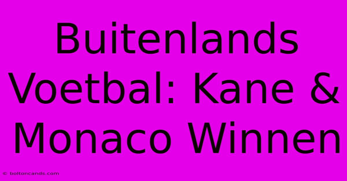 Buitenlands Voetbal: Kane & Monaco Winnen