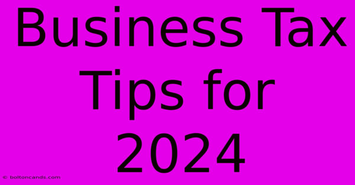 Business Tax Tips For 2024