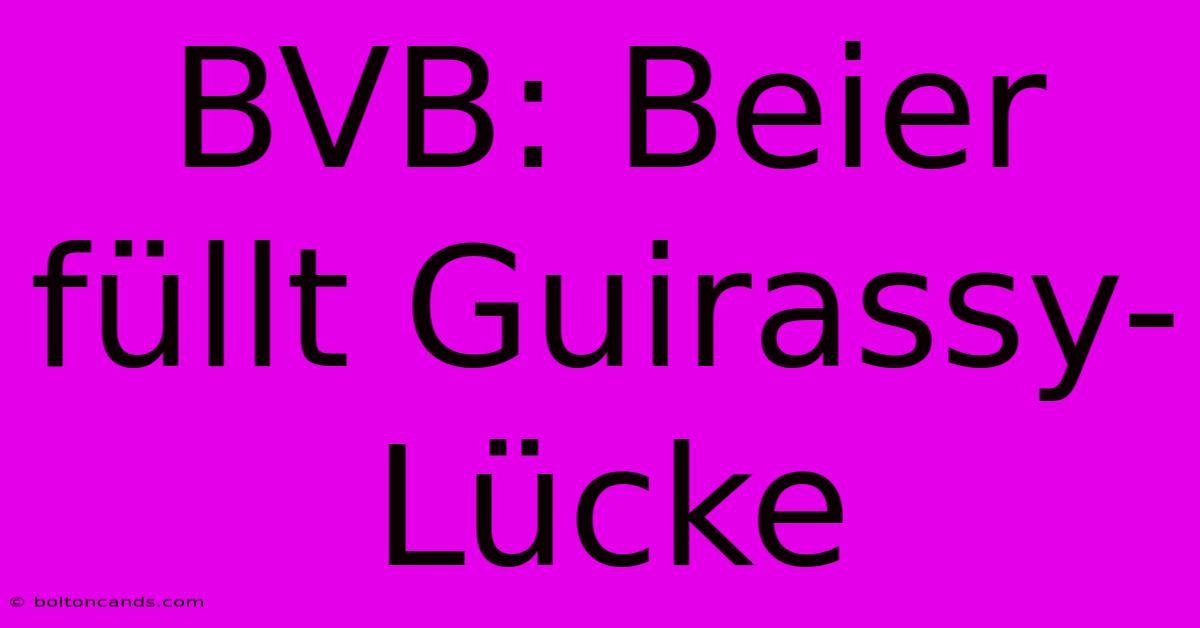 BVB: Beier Füllt Guirassy-Lücke