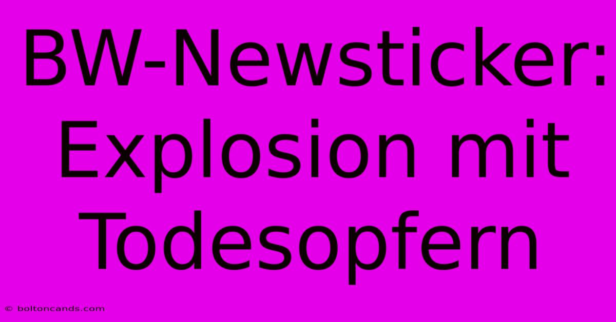 BW-Newsticker: Explosion Mit Todesopfern