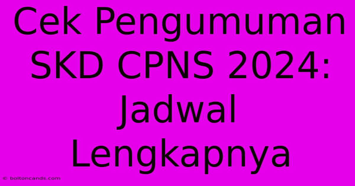 Cek Pengumuman SKD CPNS 2024: Jadwal Lengkapnya