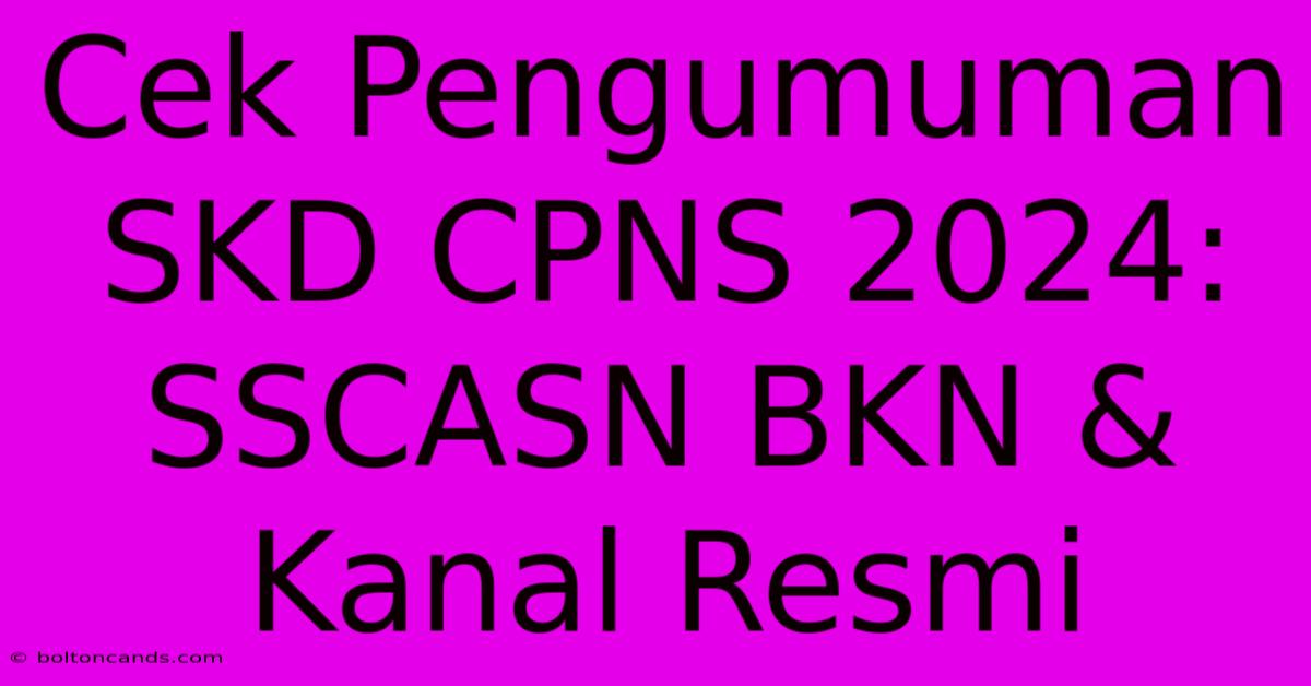 Cek Pengumuman SKD CPNS 2024: SSCASN BKN & Kanal Resmi