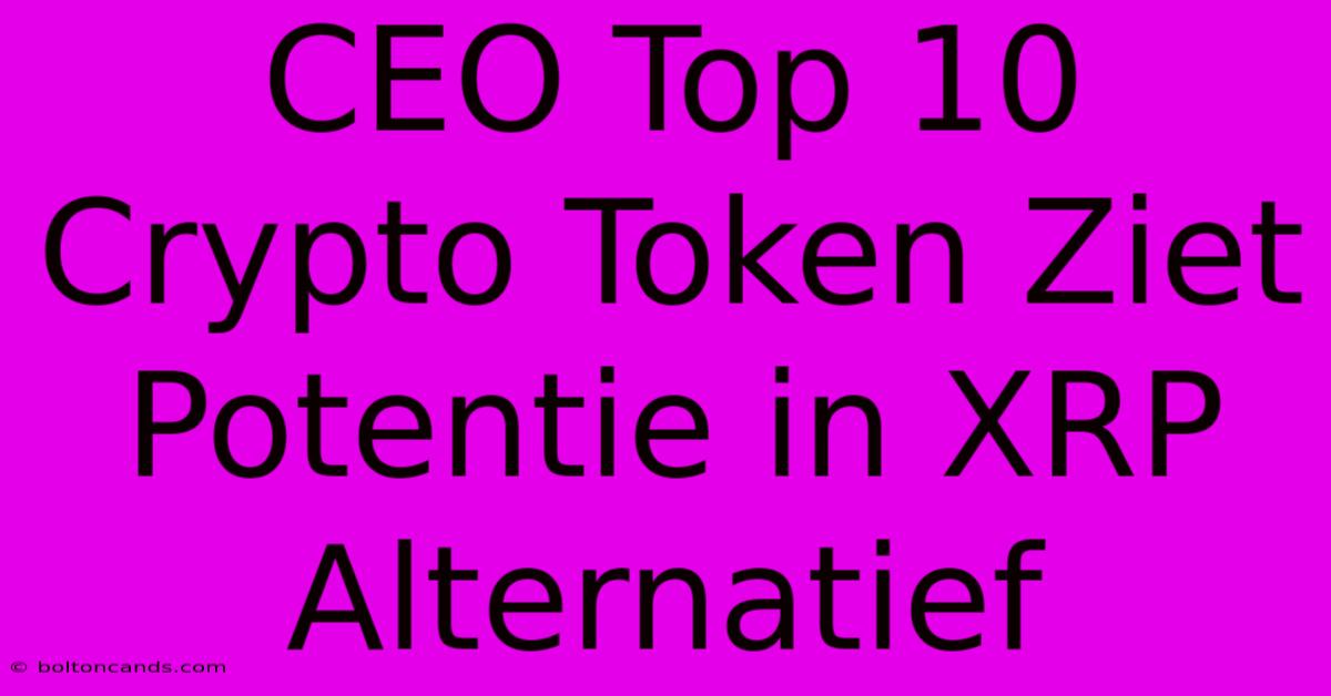 CEO Top 10 Crypto Token Ziet Potentie In XRP Alternatief