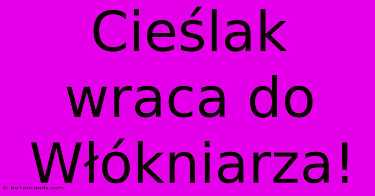 Cieślak Wraca Do Włókniarza!