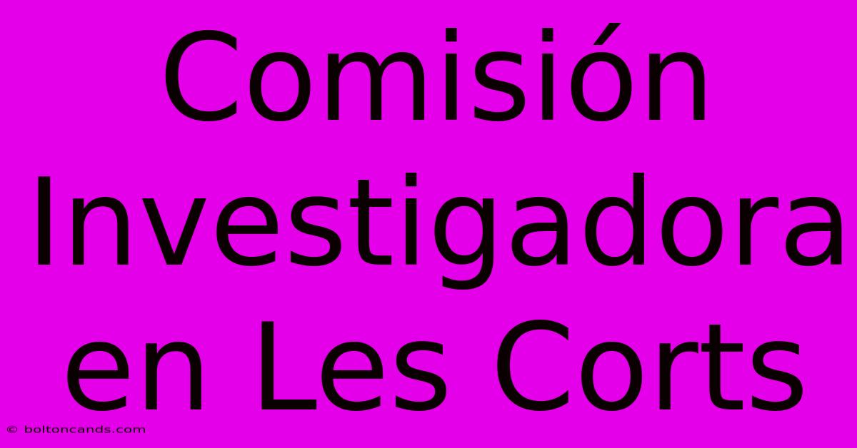 Comisión Investigadora En Les Corts 