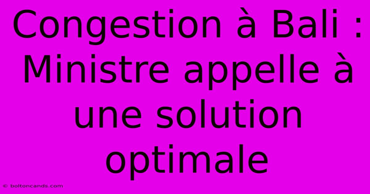 Congestion À Bali : Ministre Appelle À Une Solution Optimale