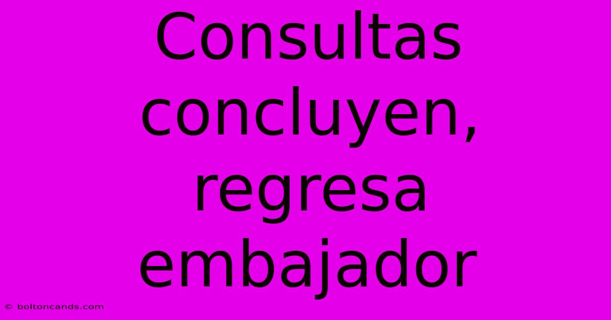 Consultas Concluyen, Regresa Embajador 