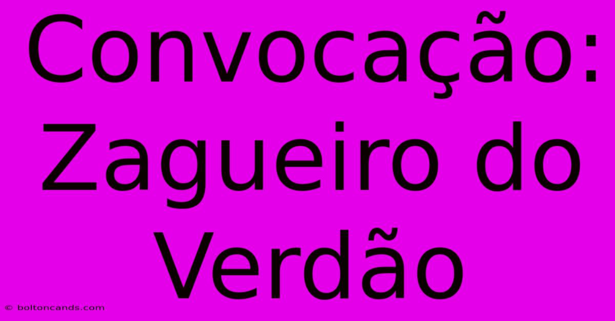 Convocação: Zagueiro Do Verdão