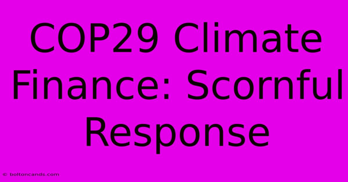 COP29 Climate Finance: Scornful Response