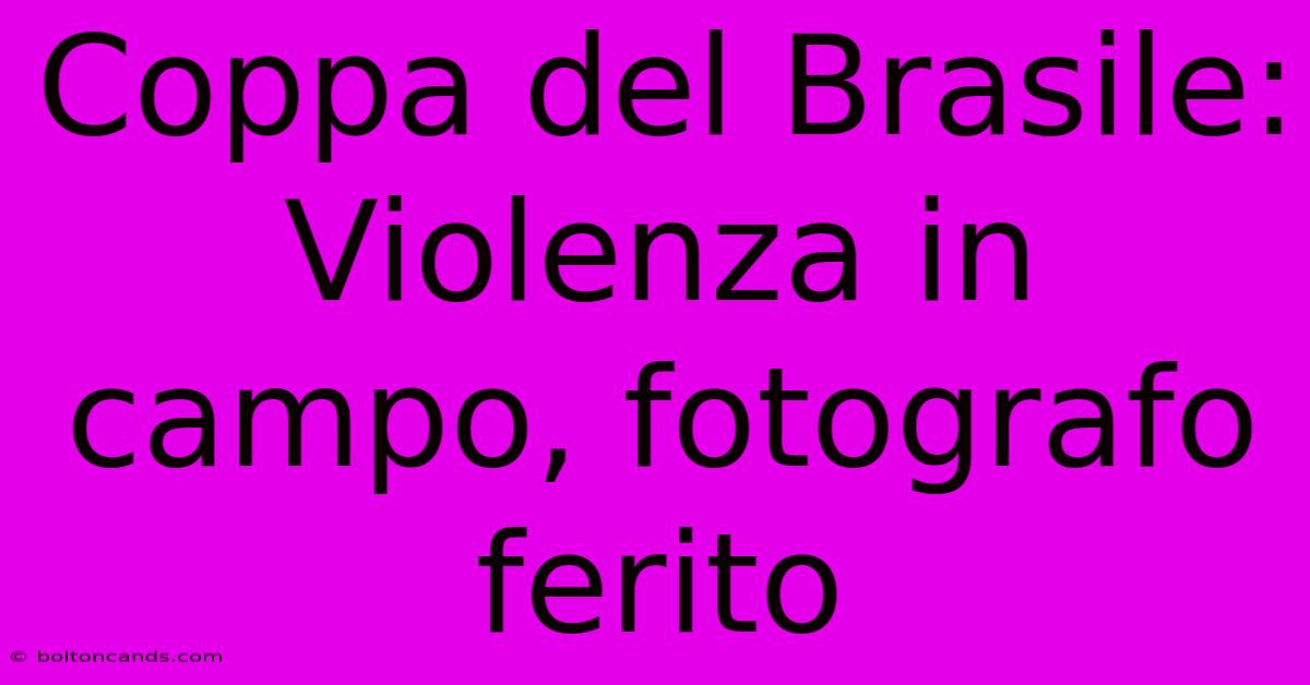 Coppa Del Brasile: Violenza In Campo, Fotografo Ferito 