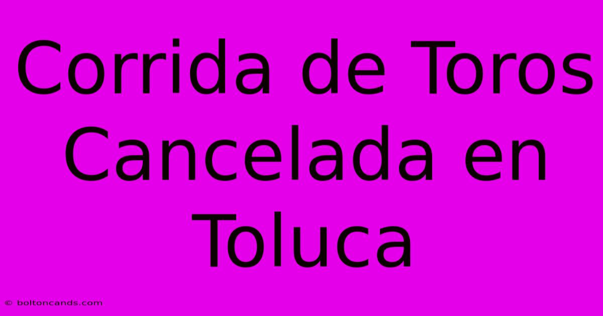 Corrida De Toros Cancelada En Toluca 