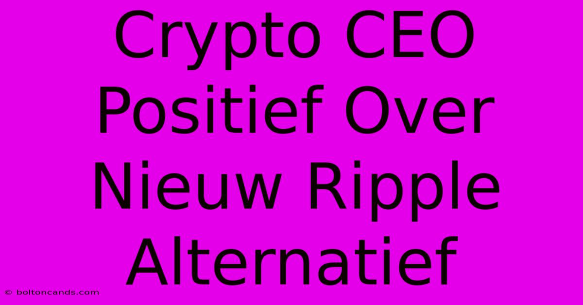 Crypto CEO Positief Over Nieuw Ripple Alternatief