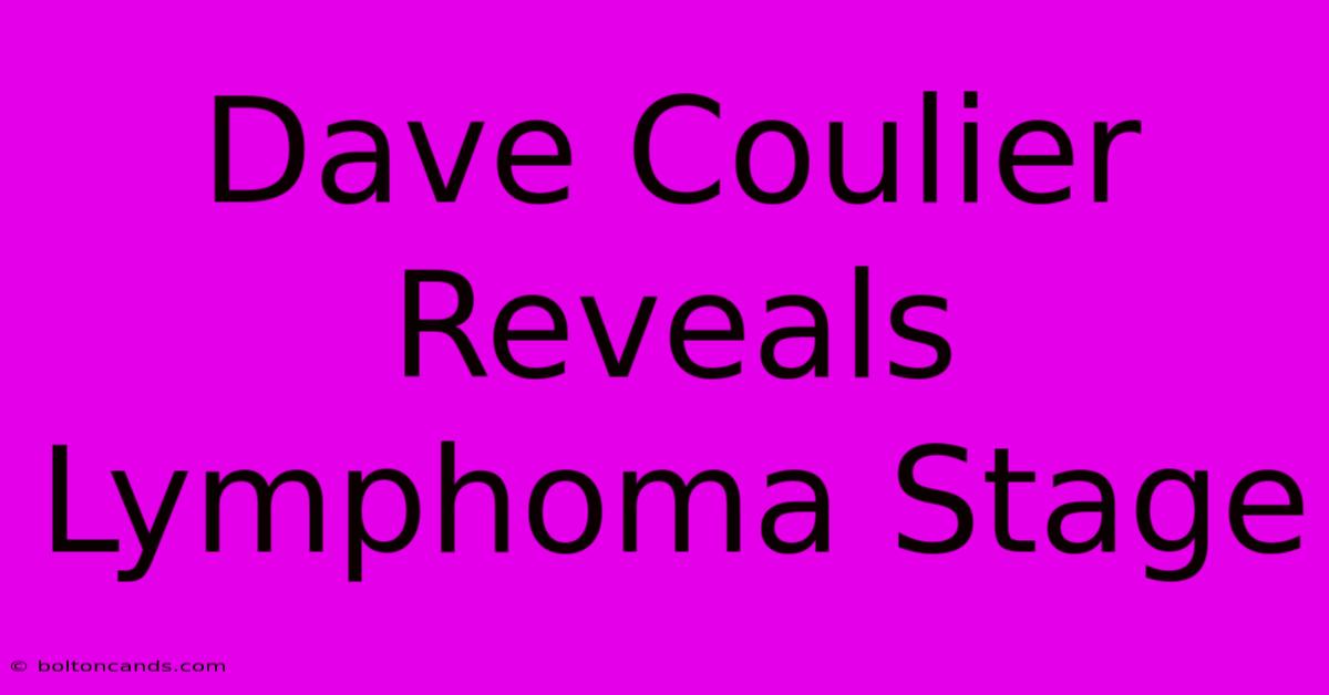 Dave Coulier Reveals Lymphoma Stage