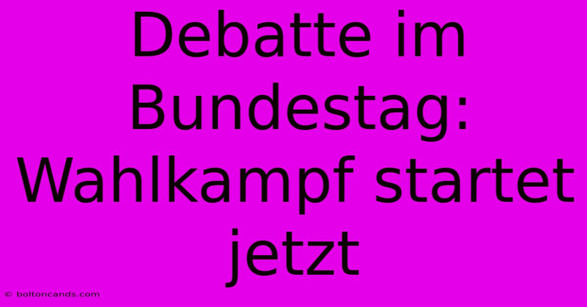 Debatte Im Bundestag: Wahlkampf Startet Jetzt