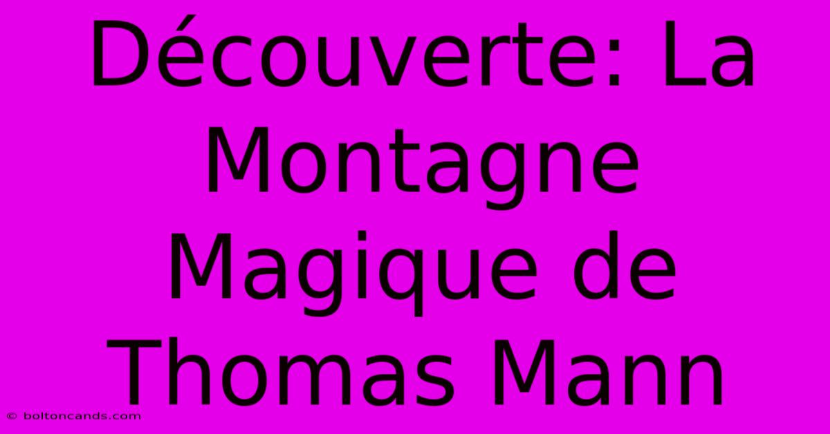 Découverte: La Montagne Magique De Thomas Mann 