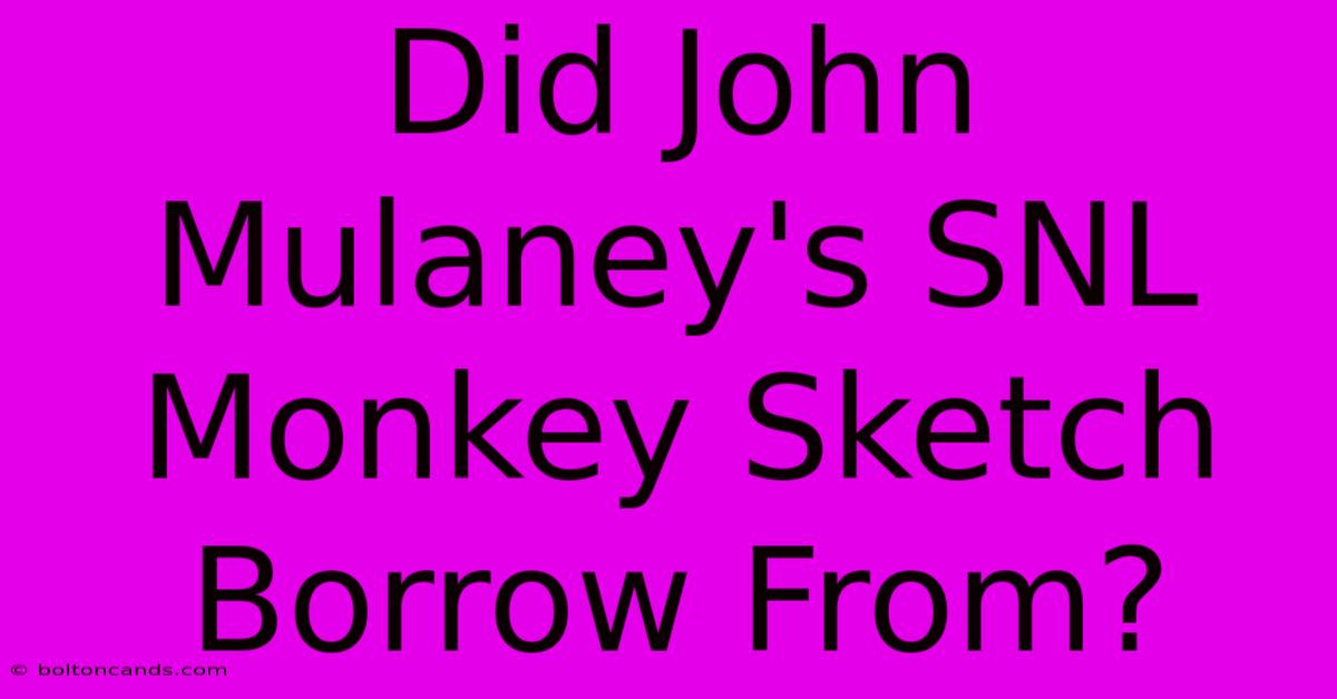 Did John Mulaney's SNL Monkey Sketch Borrow From?