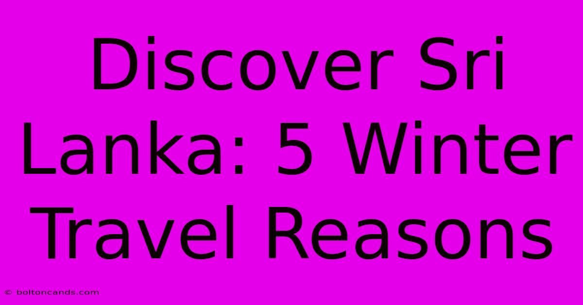 Discover Sri Lanka: 5 Winter Travel Reasons