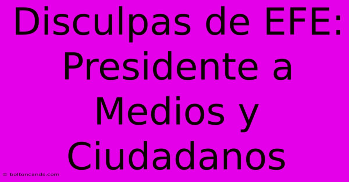 Disculpas De EFE: Presidente A Medios Y Ciudadanos