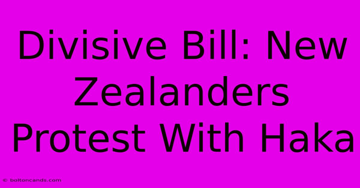 Divisive Bill: New Zealanders Protest With Haka 