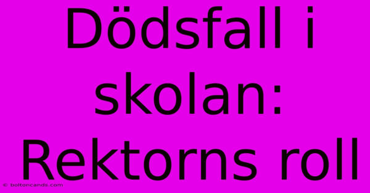 Dödsfall I Skolan: Rektorns Roll