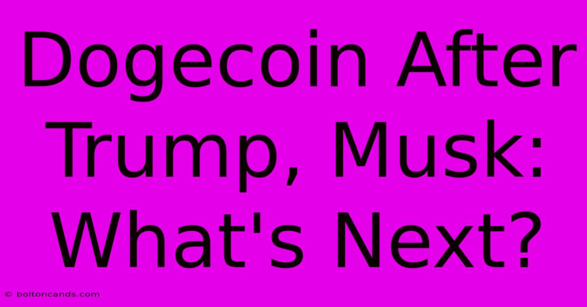 Dogecoin After Trump, Musk: What's Next?