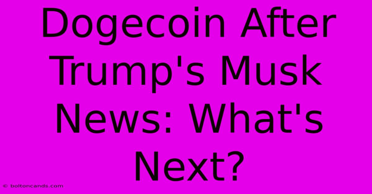 Dogecoin After Trump's Musk News: What's Next? 