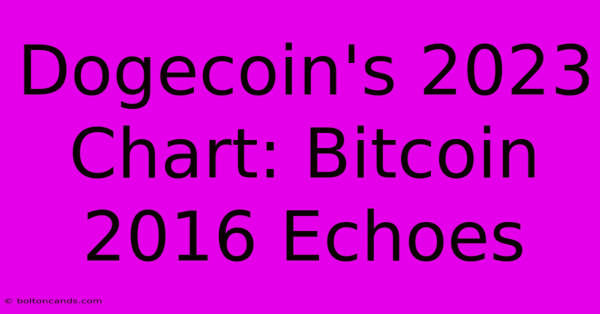 Dogecoin's 2023 Chart: Bitcoin 2016 Echoes