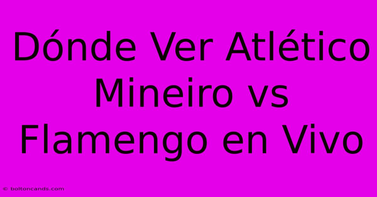 Dónde Ver Atlético Mineiro Vs Flamengo En Vivo