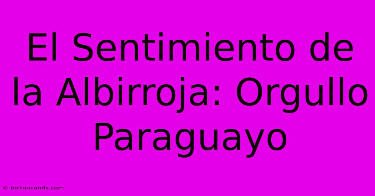 El Sentimiento De La Albirroja: Orgullo Paraguayo 