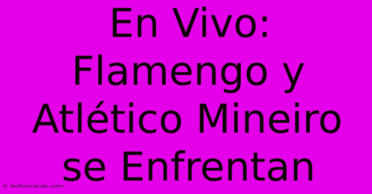 En Vivo: Flamengo Y Atlético Mineiro Se Enfrentan