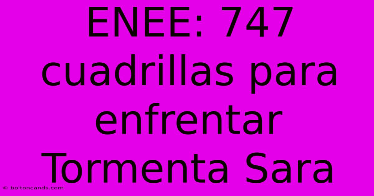 ENEE: 747 Cuadrillas Para Enfrentar Tormenta Sara 